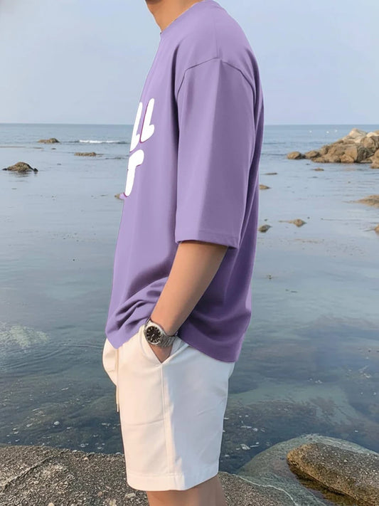 LEOTUDE Men's Oversized Drop Shoulder Half Sleeve