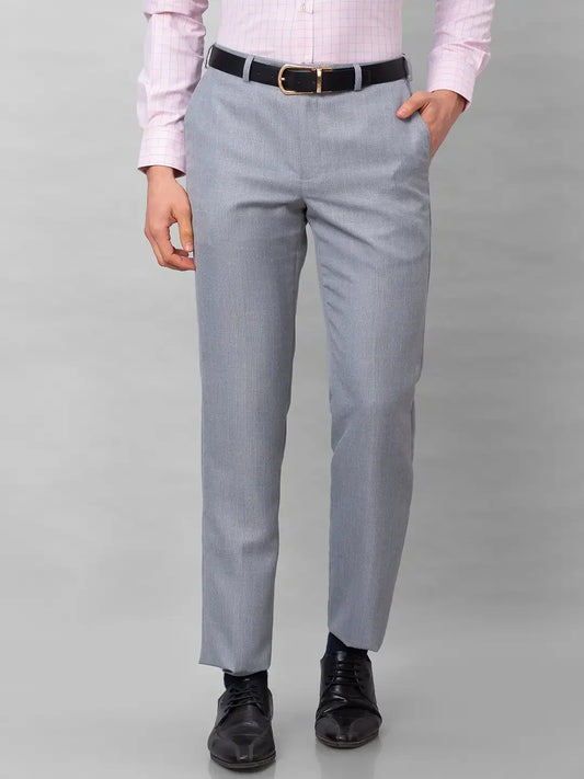 Men Grey Smart Fit Structure Trouser