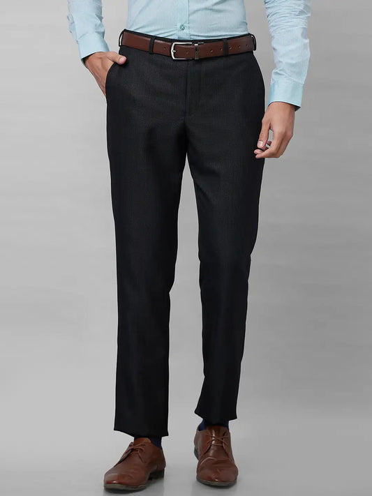 Men Black Smart Fit Structure Trouser