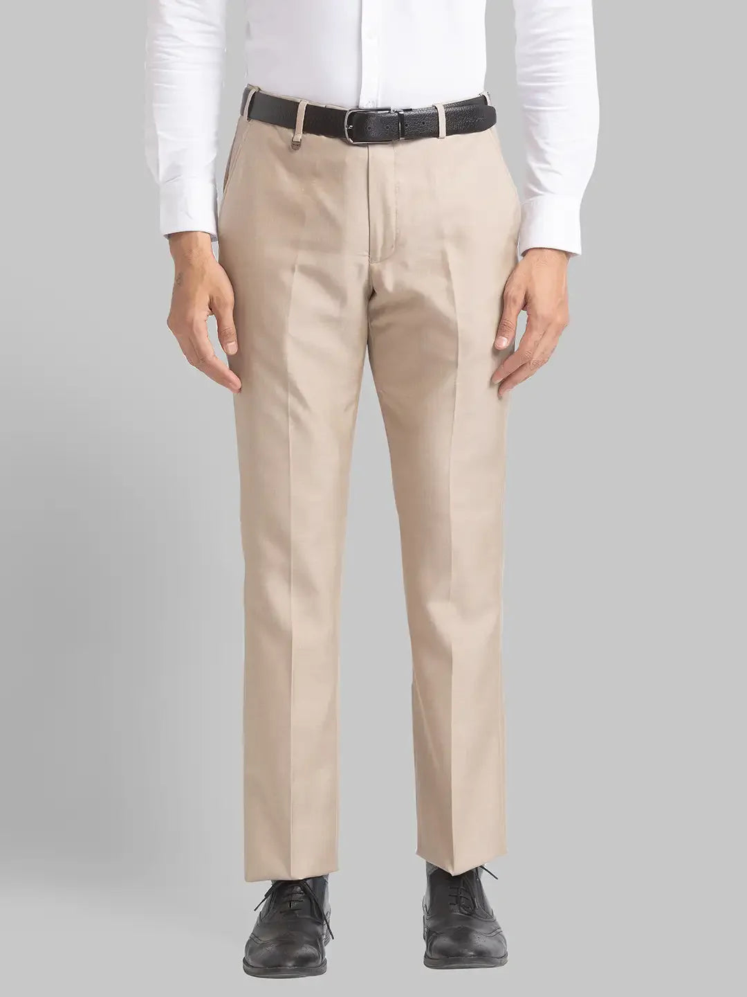 Men Fawn Smart Fit Solid Trouser