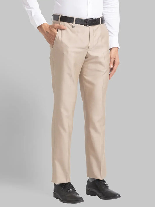Men Fawn Smart Fit Solid Trouser