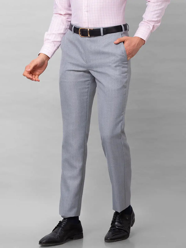 Men Grey Smart Fit Structure Trouser