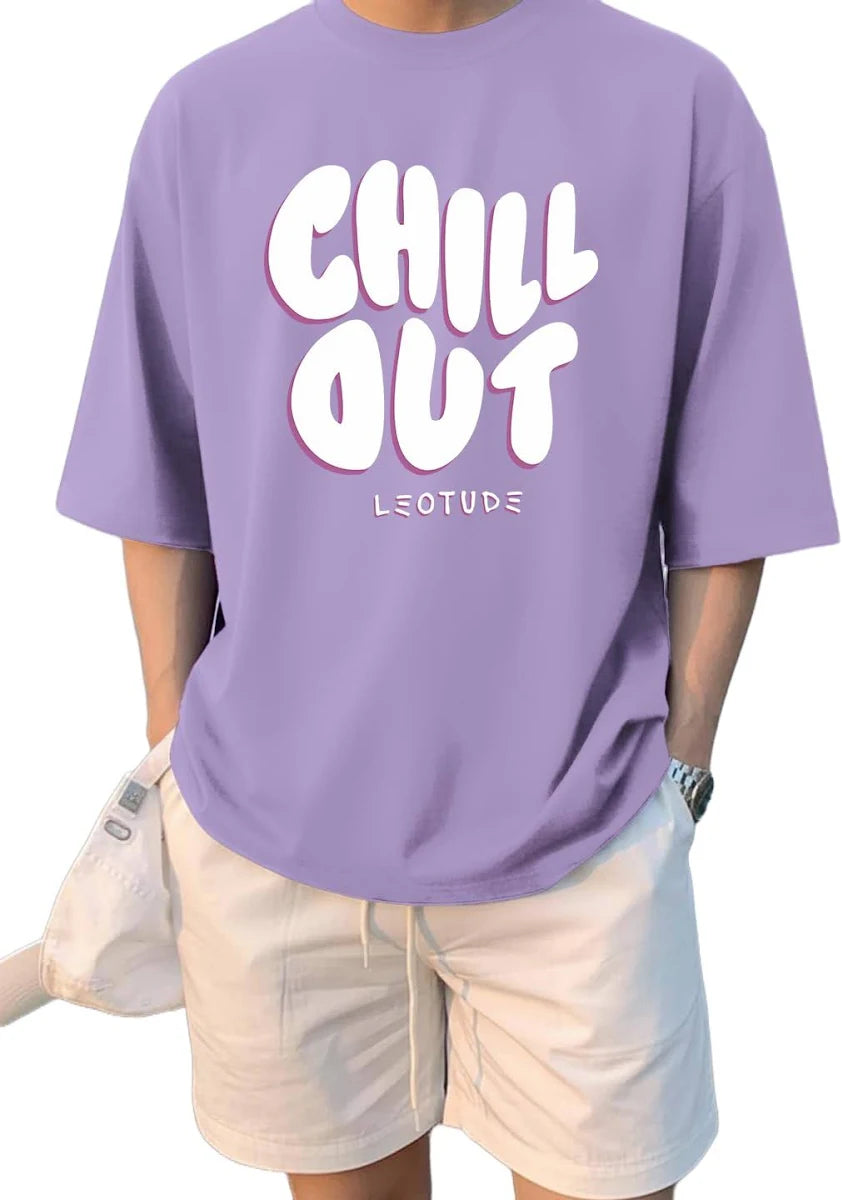 LEOTUDE Men's Oversized Drop Shoulder Half Sleeve