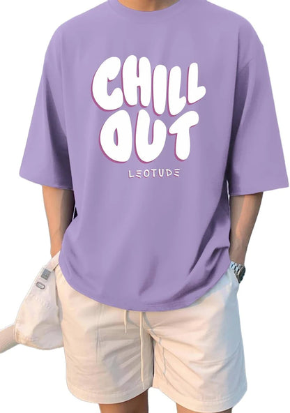 LEOTUDE Men's Oversized Drop Shoulder Half Sleeve